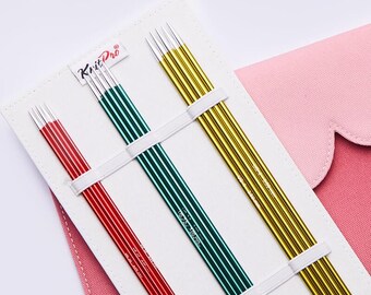 KnitPro Zing aluminium sokkenbreinaalden: 15 cm set met roze etui