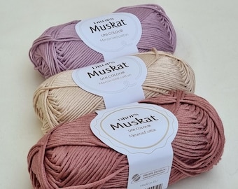 DROPS Muskat Mercerized Cotton Yarn:  50g (1.76 oz) -100 meters (109 yds)  Sport Weight 5 ply, Summer Knitting & Crochet