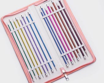 KnitPro Zing Aluminum Knitting Needle Set: 8 Sizes, Color Coded