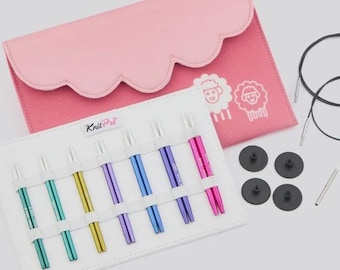 KnitPro Interchangeable Knitting Needle Midi Set 10cm | Metal | Circular Needles with Case