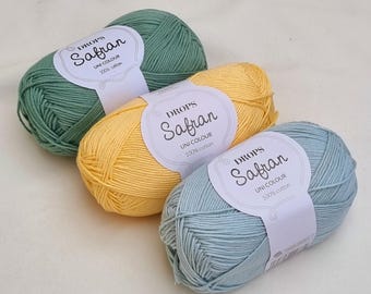 DROPS Safran Cotton Yarn – 100% Egyptian Cotton – Fingering Weight – 50g ≈ 160m – EU 2.5–3.5 mm / US 1.5–4