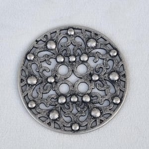 Large Ornate Iron Buttons - 2 inc - 50mm - Vintage Style, 4-Hole Design Multiple Finishes