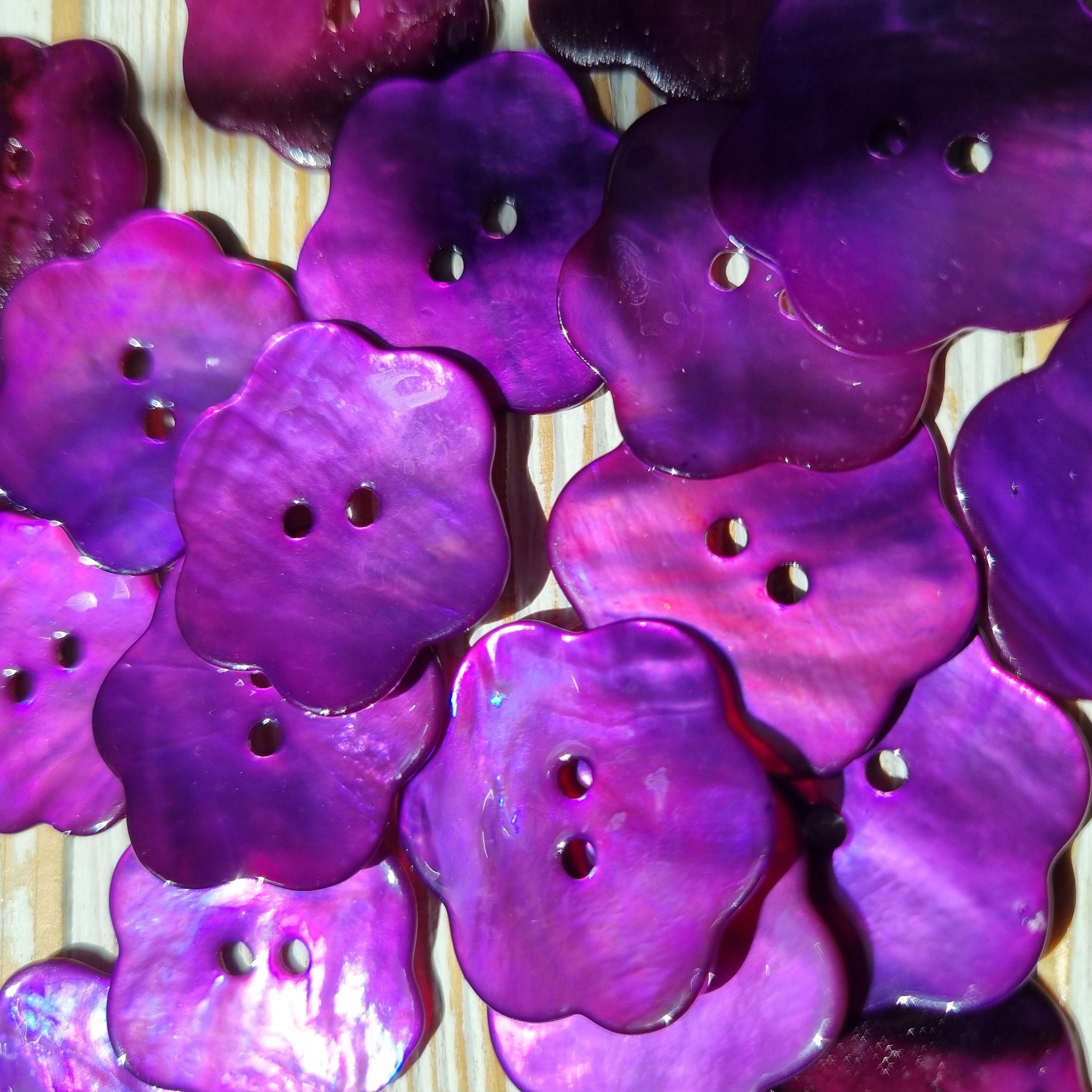 Lot De 20 Boutons étoiles Violet Pourpre 14mm - Paillettes, 2 Trous - Pour Couture Et Scrapbooking