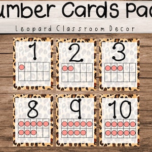 Leopard Print Number Card Posters Printable | Animal Print Decor Classroom Wall Hangings | Teacher and Student Resources | Homeschool