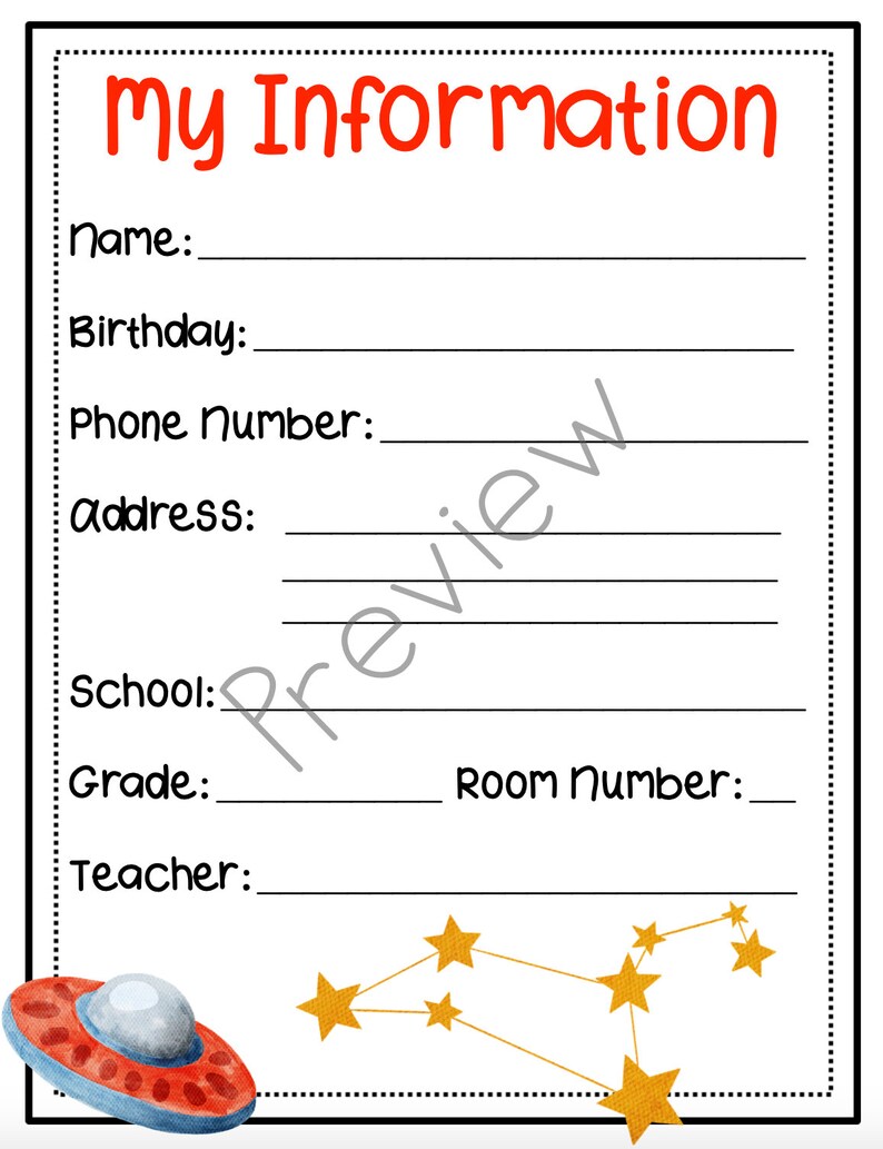 Printable Student Information | Student Resources | Homeschool ...