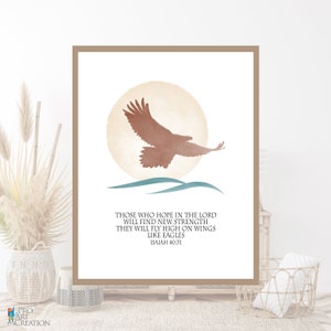 Soar Like Eagles Printable Wall Art, Isaiah 40:30-31, Christian Wall Art, Bible Verse Printables, Abstract Modern Art.