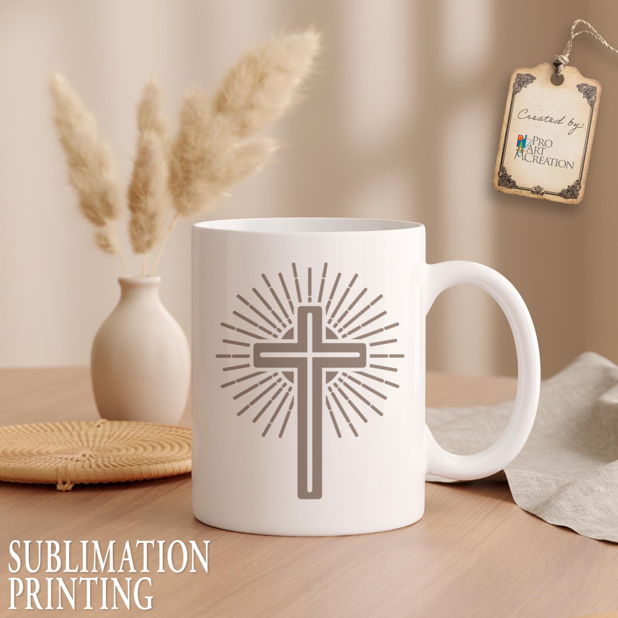 Hope and Faith Boho Cross Sunburst, Christian Sun Cross