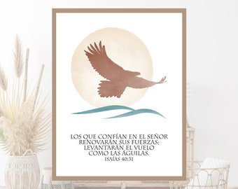Wie Adler, spanischer Bibelvers, spanische Wandkunst, christlicher Druck, Bibelzitatdruck, spanische Schriften