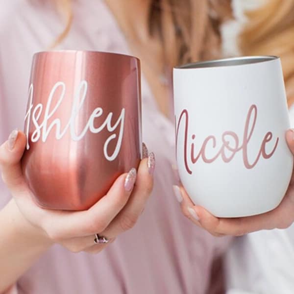 Wine Tumbler, Personalized Wine Tumbler, Custom Wine Tumbler, Insulated Wine Cup with Lid, Stainless Steel Wine Glass,Bridesmaid Tumbler