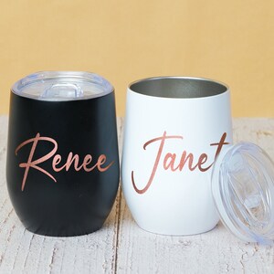 Insulated Wine Tumbler, Personalized Wine Tumbler, Custom Wine Tumbler, Personalized Tumbler, Bachelorette Party Favors, Bridesmaid Gift image 1