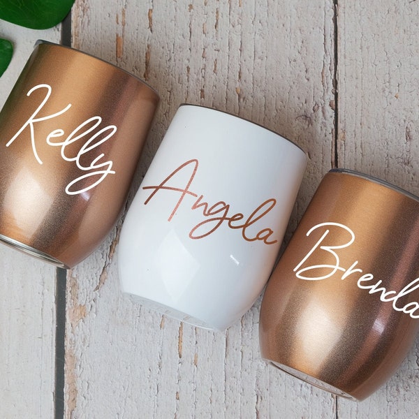 Personalized Wine Tumbler, Custom Wine Glasses, Insulated Wine Cup, Monogram Wine Tumbler, Personalized Christmas Gifts for Her, Bridesmaid