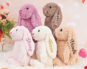 Peluche de lapin personnalisée, lapin de Pâques, cadeau de bébé, peluche de lapin personnalisée, lapin monogrammé pour baby showe, jouet en peluche de lapin