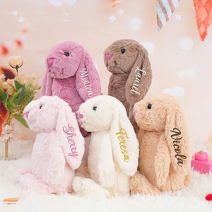 Felpa de conejo conejito personalizada, conejo de Pascua, regalo para bebés, peluche de conejo personalizado, conejito monograma para baby showe, juguete de felpa de conejo imagen 1