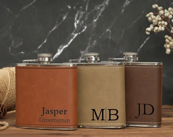 Personalized flask,Leather flask,Groomsmen Gift,Engraved flask, hip flask,Custom Engraved Leather Hip Flask,Boyfriend gift,Groomsman Flask