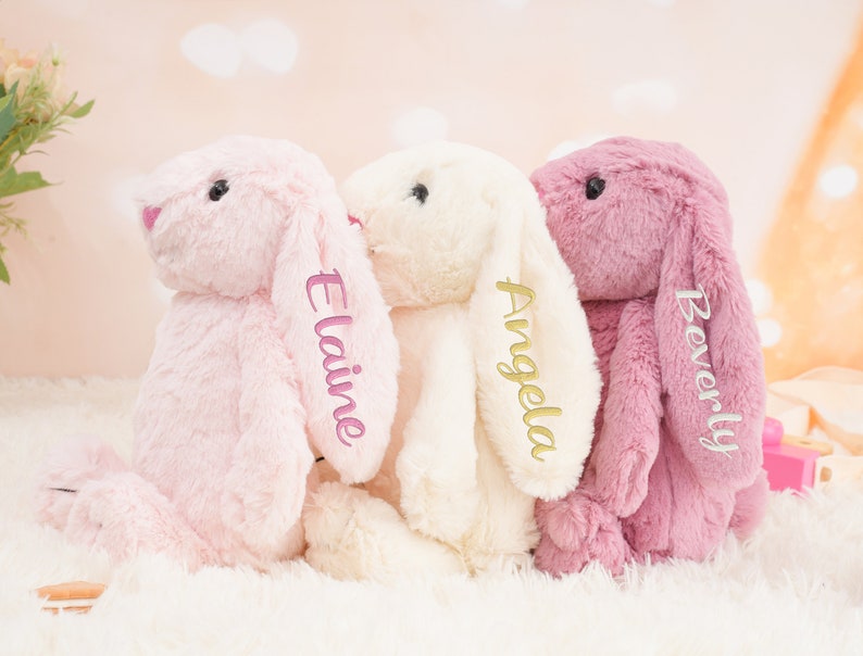 Felpa de conejo conejito personalizada, conejo de Pascua, regalo para bebés, peluche de conejo personalizado, conejito monograma para baby showe, juguete de felpa de conejo imagen 6