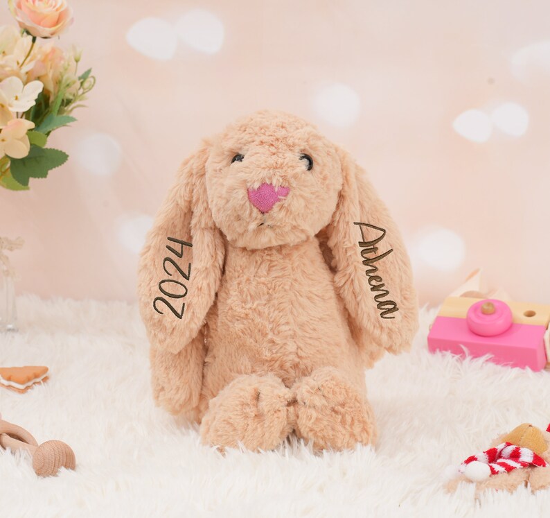 Felpa de conejo conejito personalizada, conejo de Pascua, regalo para bebés, peluche de conejo personalizado, conejito monograma para baby showe, juguete de felpa de conejo imagen 7