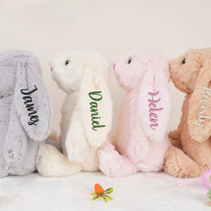 Felpa de conejo conejito personalizada, conejo de Pascua, regalo para bebés, peluche de conejo personalizado, conejito monograma para baby showe, juguete de felpa de conejo imagen 4