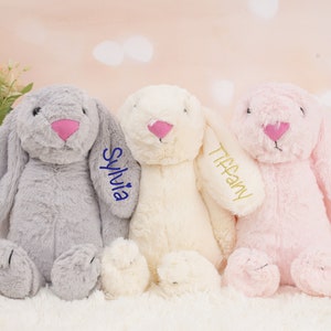 Felpa de conejo conejito personalizada, conejo de Pascua, regalo para bebés, peluche de conejo personalizado, conejito monograma para baby showe, juguete de felpa de conejo imagen 5