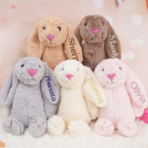 Felpa de conejo conejito personalizada, conejo de Pascua, regalo para bebés, peluche de conejo personalizado, conejito monograma para baby showe, juguete de felpa de conejo imagen 2