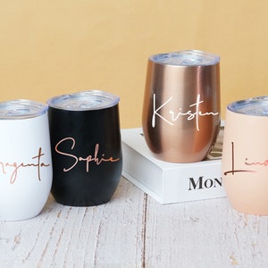 Insulated Wine Tumbler, Personalized Wine Tumbler, Custom Wine Tumbler, Personalized Tumbler, Bachelorette Party Favors, Bridesmaid Gift image 7