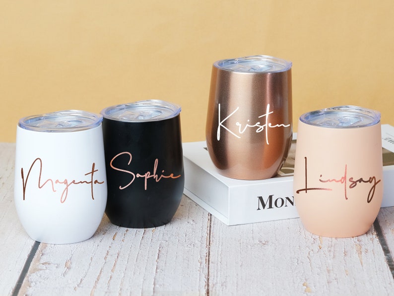 Insulated Wine Tumbler, Personalized Wine Tumbler, Custom Wine Tumbler, Personalized Tumbler, Bachelorette Party Favors, Bridesmaid Gift image 7