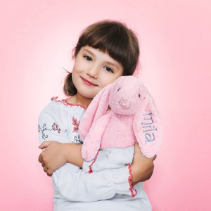 Felpa de conejo conejito personalizada, conejo de Pascua, regalo para bebés, peluche de conejo personalizado, conejito monograma para baby showe, juguete de felpa de conejo imagen 3