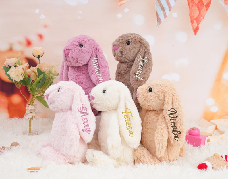 Felpa de conejo conejito personalizada, conejo de Pascua, regalo para bebés, peluche de conejo personalizado, conejito monograma para baby showe, juguete de felpa de conejo imagen 1