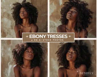 Ebony Tresses Stock Photos, AI Generated Images (Digital Download)