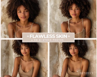 Flawless Skin AI Stock Photos, Skincare Aesthetics (Digital Download)