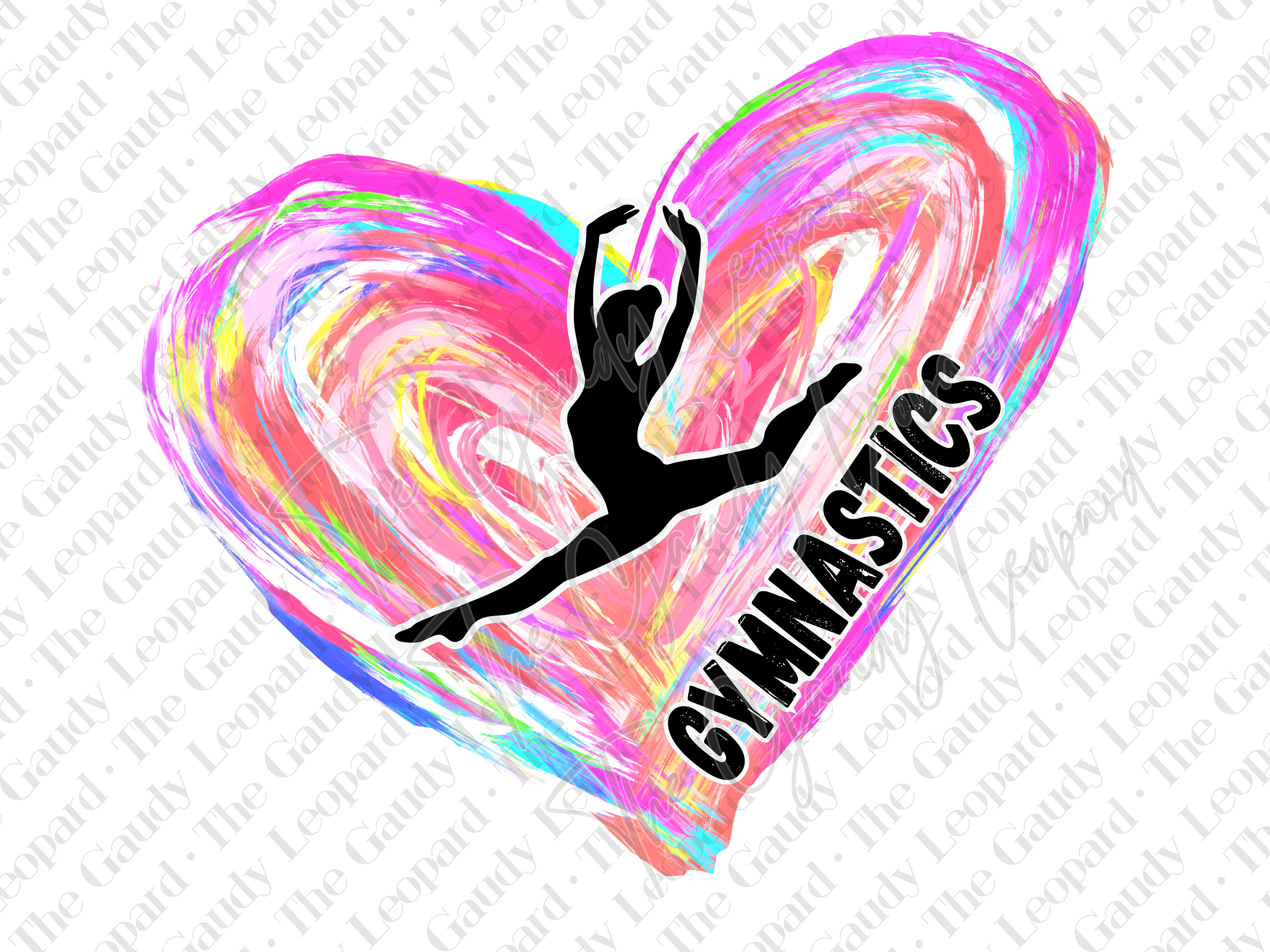 Gymnastics Watercolor Heart Leap INSTANT DOWNLOAD Png Eps Pdf Svg