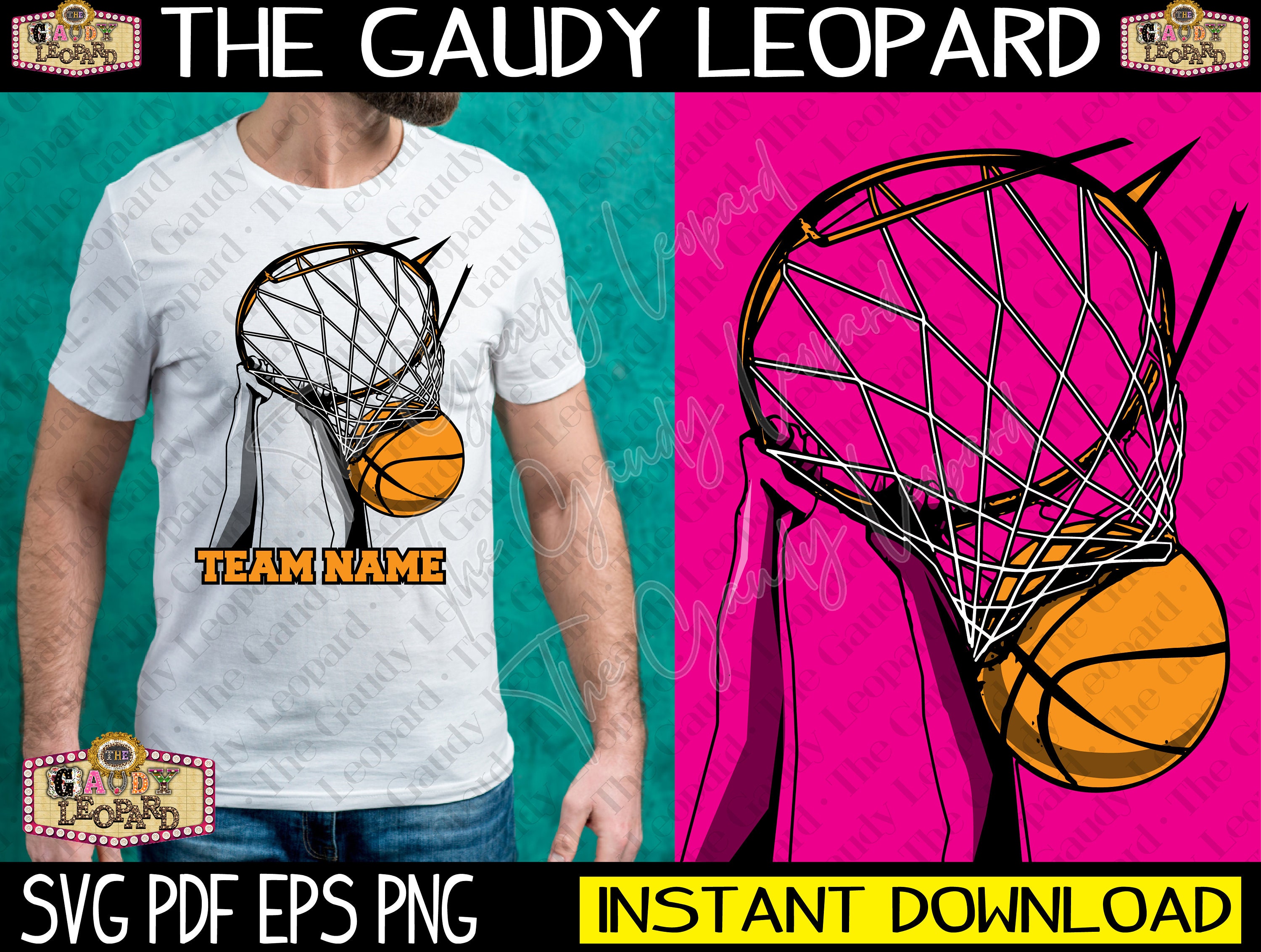 Slam Dunk Basketball, INSTANT DOWNLOAD, Basketball and Net, Sublimate
