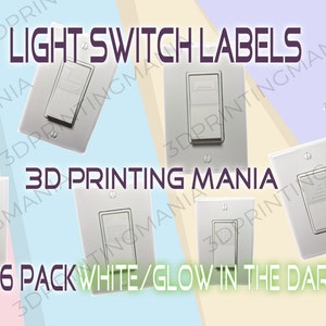 Light switch labels - glow in the dark - decals - stickers - tags - vinyl - white - home - kitchen - bedroom - hallway - light cover, switch