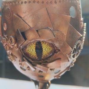 Original steampunk dragon eye wine glass