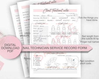 Nail Treatment Record Form, Nail Technician Service (PDF)
