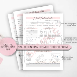 PDF nagelbehandelingsverslag, onderhoudsformulier nagelstyliste