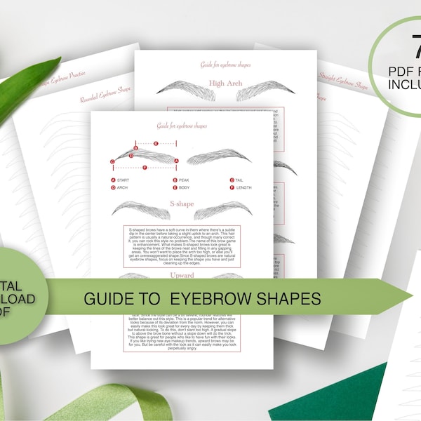 PDF 7 Theorie und Praxis Blätter |5 Seiten verschiedene Brauen formen, 2 Seiten Theorie | Microblading Praxis