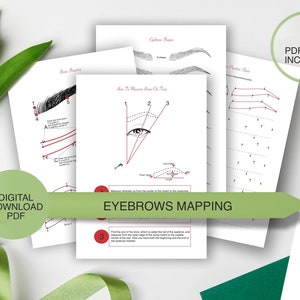 PDF Eyebrow Practice Sheets | 5 Pages of Eyebrows mapping practice | Microblading Practice, Henna Practice, Brow Lamination, Eyebrow measure