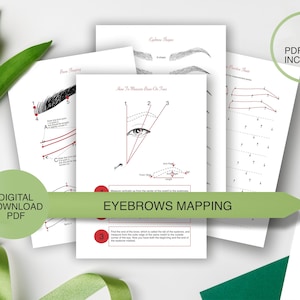 PDF Eyebrow Practice Sheets | 5 Pages of Eyebrows mapping practice | Microblading Practice, Henna Practice, Brow Lamination, Eyebrow measure