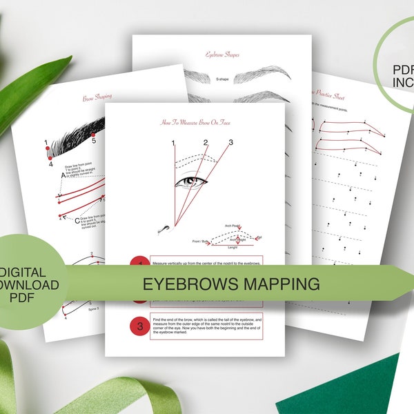 PDF Eyebrow Practice Sheets | 5 Pages of Eyebrows mapping practice | Microblading Practice, Henna Practice, Brow Lamination, Eyebrow measure