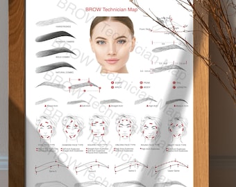 Digital Eyebrows Technician Guide sheet / for microblading / henna / ombre eyebrows