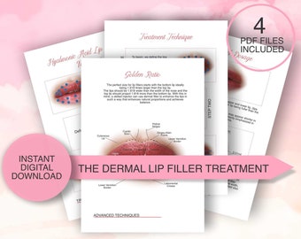 The Dermal Lip Filler Treatment sheets, Hyaluronic Pen Lip Maps, Lip Mapping Guides, Techniques, Russian Lips, Keyhole Pout, Printable PDF,