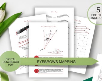 PDF Eyebrow Practice Sheets | 5 Pages of Eyebrows mapping practice | Microblading Practice, Henna Practice, Brow Lamination, Eyebrow measure