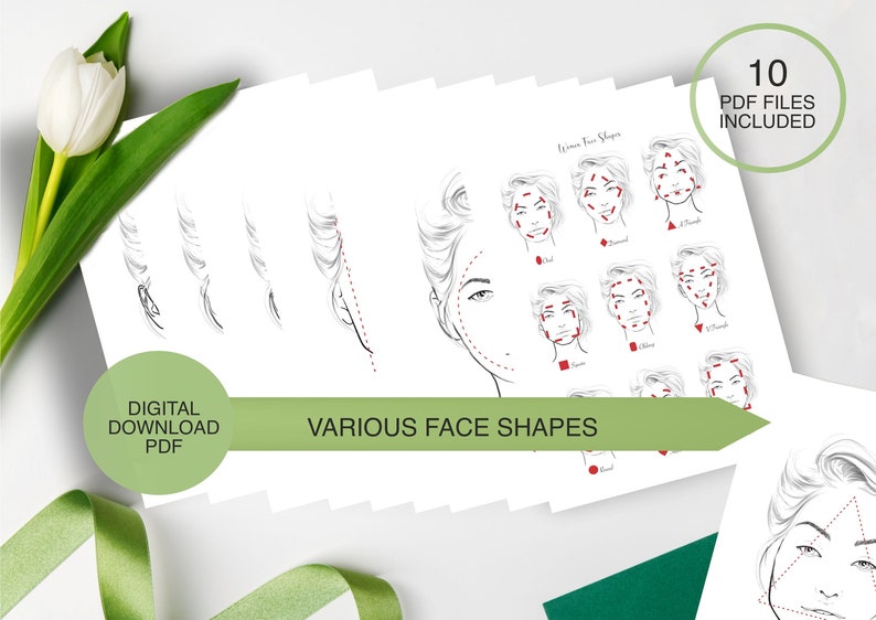 Face Shapes Chart.pdf 9 Face Shapes PDF Sheets |9 Pages of Various Face Shapes - Etsy