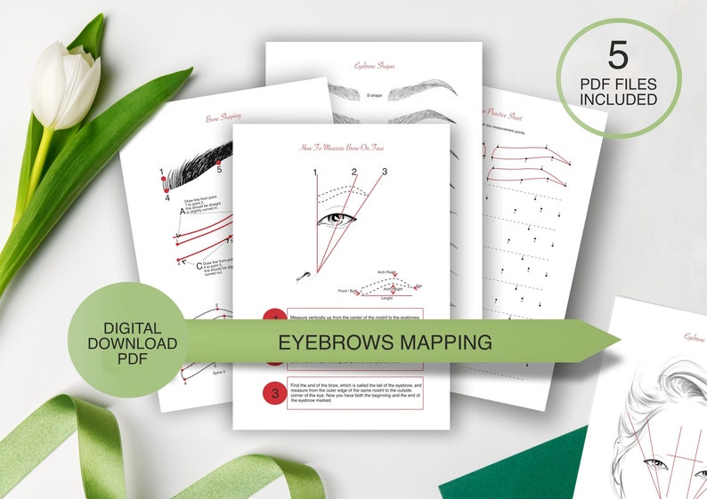 PDF Eyebrow Practice Sheets 5 Pages of Eyebrows mapping practice Microblading Practice, Henna Practice, Brow Lamination, Eyebrow measure image 1
