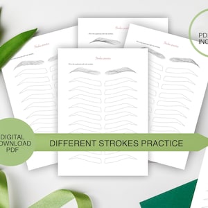PDF 5 Pages of Eyebrows Practice Sheets |Eyebrows strokes practice | Microblading Practice.