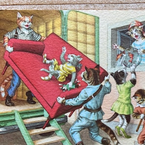 Mainzer Cats * Moving Day * 4958 * Eugen Hartung * Belgique * Inutilisé * Carte postale vintage * Deckle Edge
