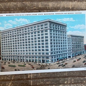 Carte postale vintage Marshall Field & Cos, État de Washington, Randolph and Wabash, Chicago, Illinois, inutilisé