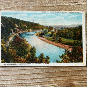 One of the Many Beauty Spots on St Louis River, 1925, Curt Teich, Canceled, Vintage Postcard
