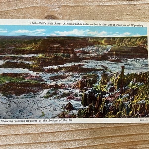 Hell's Half Acre, Wyoming, Great Prairies, inutilisé, carte postale vintage