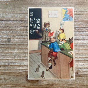 Mainzer Katzen * Matheklasse * 412 * unbenutzt * Vintage Postkarte